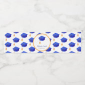 High School Blue Afstudeerder Pet Gepersonaliseerd Waterfles Etiket (Enkel label)