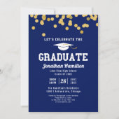 High School Blue Graduation Party Confetti Kaart (Voorkant)