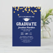 High School Blue Graduation Party Confetti Kaart (Staand voorkant)