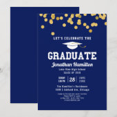 High School Blue Graduation Party Confetti Kaart (Voorkant / Achterkant)