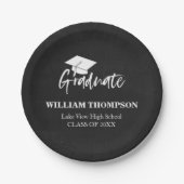 High School Chalk Black & White Afstudeerder Party Papieren Bordje (Voorkant)