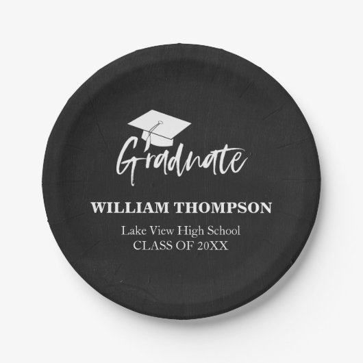 High School Chalk Black & White Afstudeerder Party Papieren Bordje (Voorkant)