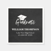 High School Chalk Black & White Afstudeerder Party Servet (Voorkant)