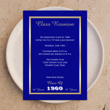 High School Class Reunion Classic Blauw Goud Accen
