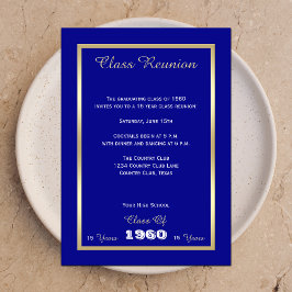 High School Class Reunion Classic Blauw Goud Accen Kaart