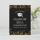 High School Class Reunion Zwart Goud Kaart (Staand voorkant)