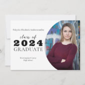 High School Classic Zwart Wit Eenvoudig Afstuderen Aankondiging (Voorkant)