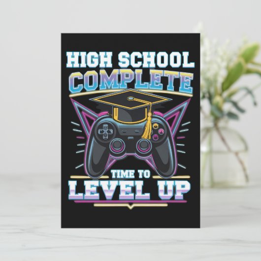 High School Complete Gamer Gaming Afstuderen Kaart (Staand voorkant)