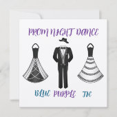 High School Dance Prom Formal Blauw Paarse Stropda Kaart (Voorkant)