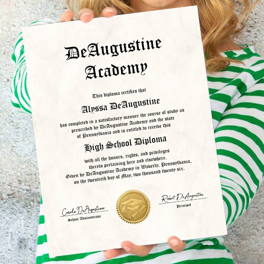 High School Diploma for Homeschool Poster