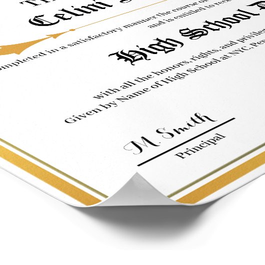 High School Diploma Replica Poster - Fake Gold Zee (Hoek)