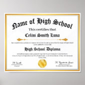 High School Diploma Replica Poster - Fake Gold Zee (Voorkant)