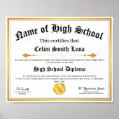 High School Diploma Replica Poster with Faux Gold  (Voorkant)