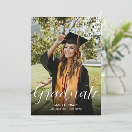 High School Elegant Graduate Photo Aankondiging (Staand voorkant)