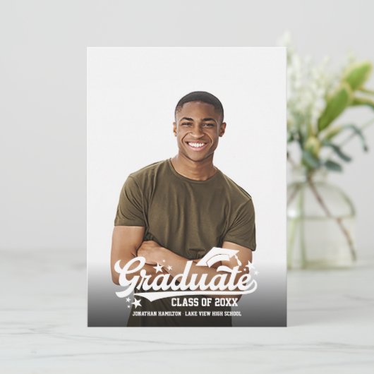 High School Foto Afstuderen Aankondiging (Staand voorkant)