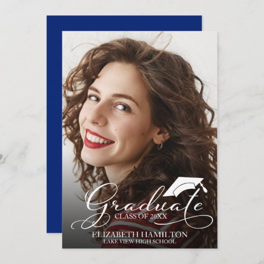 High School Foto Afstuderen Aankondiging Kaart (Voorkant / Achterkant)
