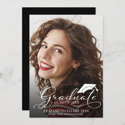 High School Foto Afstuderen Aankondiging Kaart (Voorkant / Achterkant)