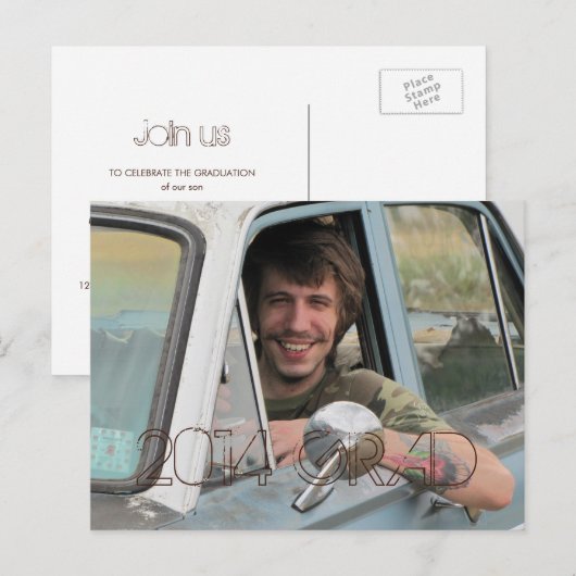 High School foto afstuderen partij Grunge Brown Uitnodiging Briefkaart (Voorkant / Achterkant)