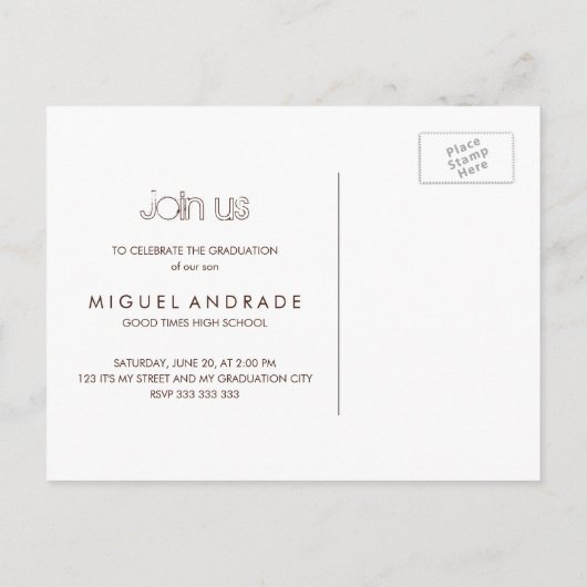 High School foto afstuderen partij Grunge Brown Uitnodiging Briefkaart (Achterkant)