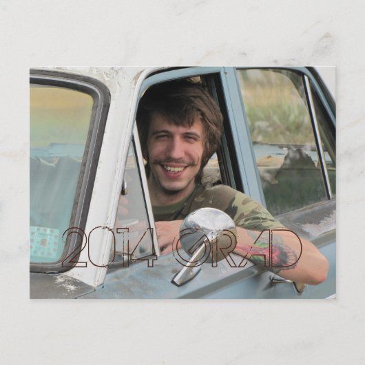 High School foto afstuderen partij Grunge Brown Uitnodiging Briefkaart (Voorkant)