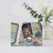 High School foto afstuderen partij Grunge Brown Uitnodiging Briefkaart (Staand voorkant)