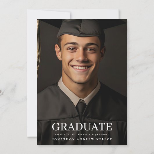 High School Fototypografie Afstuderen Aankondiging (Voorkant)