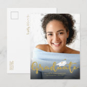 High School Gold Glitter Afstudeerder aangekondigd Briefkaart (Voorkant / Achterkant)