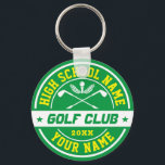 High School Golf Club Persoonlijke sport Sleutelhanger<br><div class="desc">Persoonlijke sportgeschenken en koopwaar voor schoolsportploeg. Alle teksten zijn bewerkbaar voor uw gelegenheid. De achtergrond en de tekstkleur zijn editable gebruikend het ontwerphulpmiddel. Perfect souvenir voor schooltrainers en afgestudeerde senioren,  die ook fantastische atleten zijn.</div>