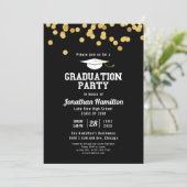 High School Graduation Party Black Gold Confetti Kaart (Staand voorkant)