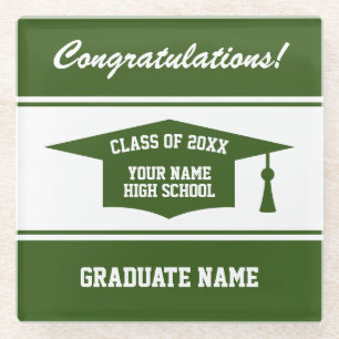 High School graduation party Class of 20XX custom Glazen Onderzetter