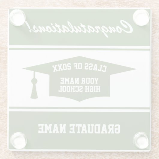 High School graduation party Class of 20XX custom Glazen Onderzetter (Achterkant)