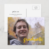 High School Graduation Party Geel Afstudeerder Fot Uitnodiging Briefkaart (Voorkant / Achterkant)