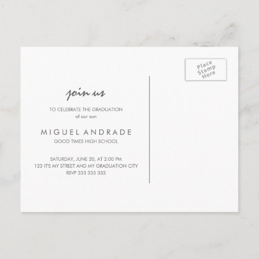 High School Graduation Party Geel Afstudeerder Fot Uitnodiging Briefkaart (Achterkant)