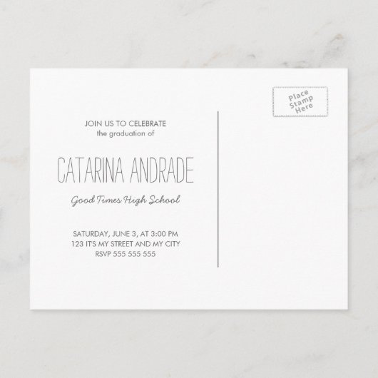 High School Graduation Party Moderne foto Afstuder Uitnodiging Briefkaart (Achterkant)