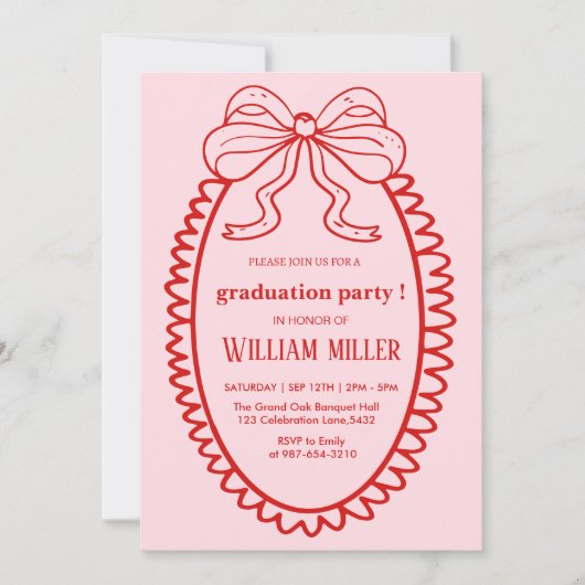 High School Hand getekende geïllustreerde roze en  Kaart (Voorkant)