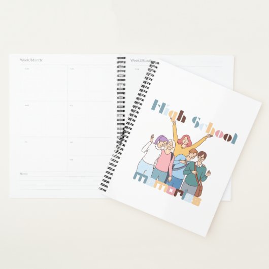 High School Herinneringen Vrienden Illustratie Planner (Display)