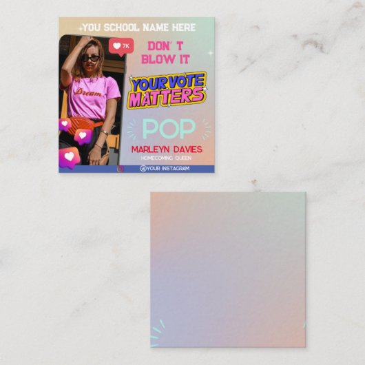 High School Homecoming Koningin Vote Campagne Flye Informatiekaartje (Voorkant / Achterkant)