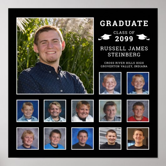 High School K-12 Fotocollage Aangepaste kleuren Poster (Voorkant)