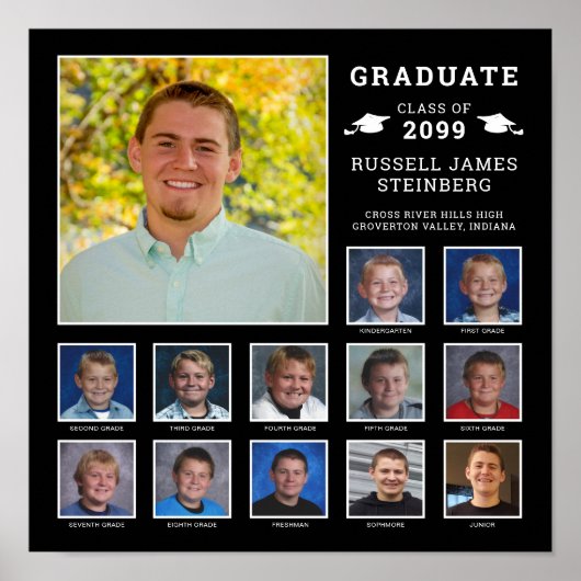 High School K-12 Fotocollage Aangepaste kleuren Poster (Voorkant)