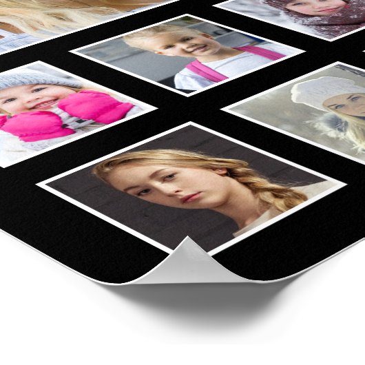 High School K-12 Fotocollage Zwart Goud Glitter Poster (Hoek)