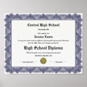 High School Keepsake Graduation Diploma Poster (Voorkant)