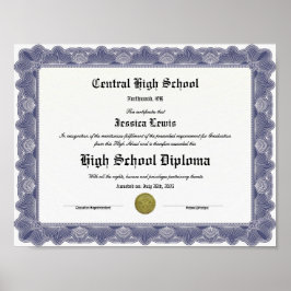 High School Keepsake Graduation Diploma  Poster