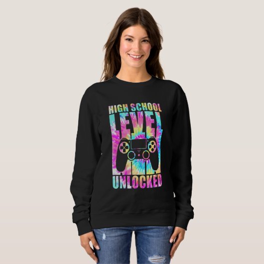 High School Level Unlocked Tie Dye Back To School  Trui (Voorkant volledig)