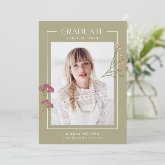 High School Meisje's Wildflower Foto Afstuderen (Staand voorkant)