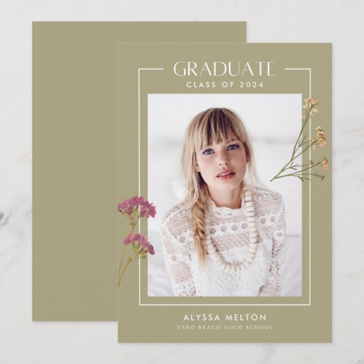 High School Meisje's Wildflower Foto Afstuderen (Voorkant / Achterkant)