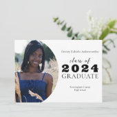 High School Modern Round Foto Afstuderen Aankondiging (Staand voorkant)