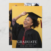 High School Multi 4 foto typografie Afstuderen Aankondiging (Voorkant / Achterkant)