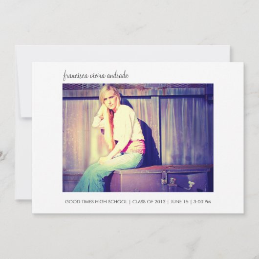 High School Photo Afstuderen 2013 White Minimalist Aankondiging (Voorkant)