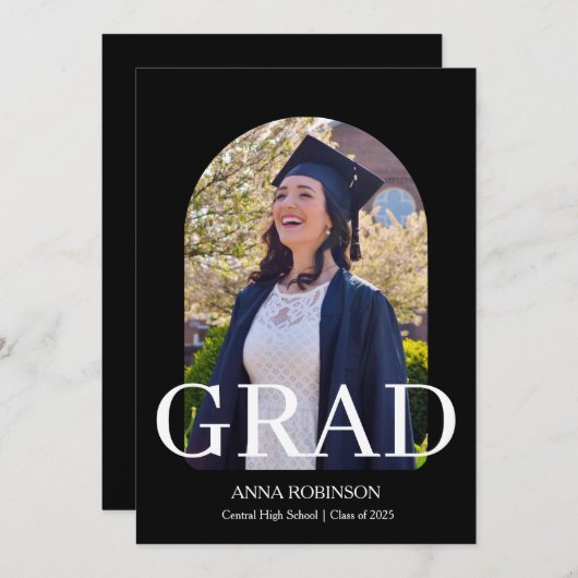 High School Photo Graduation Modern Aankondiging (Voorkant / Achterkant)