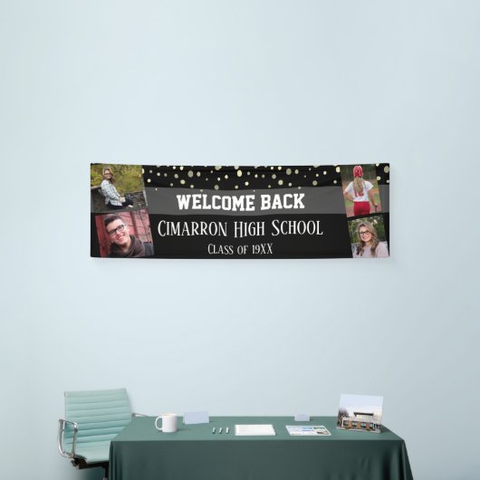 High School Reünie Foto Grijs Confetti Party Spandoek (Beurs)